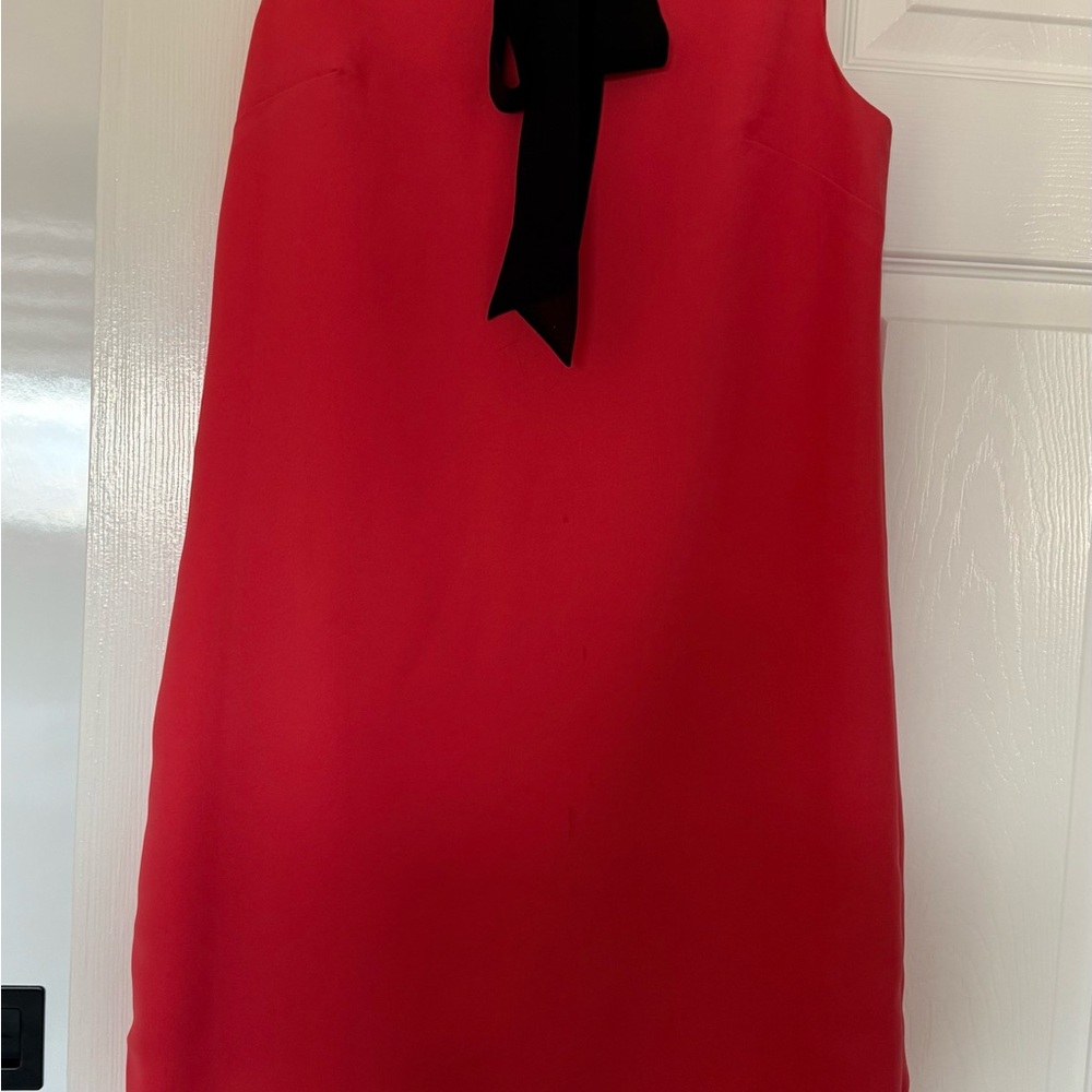 CeCe Red Black Halter Tie Front Sheath Dress